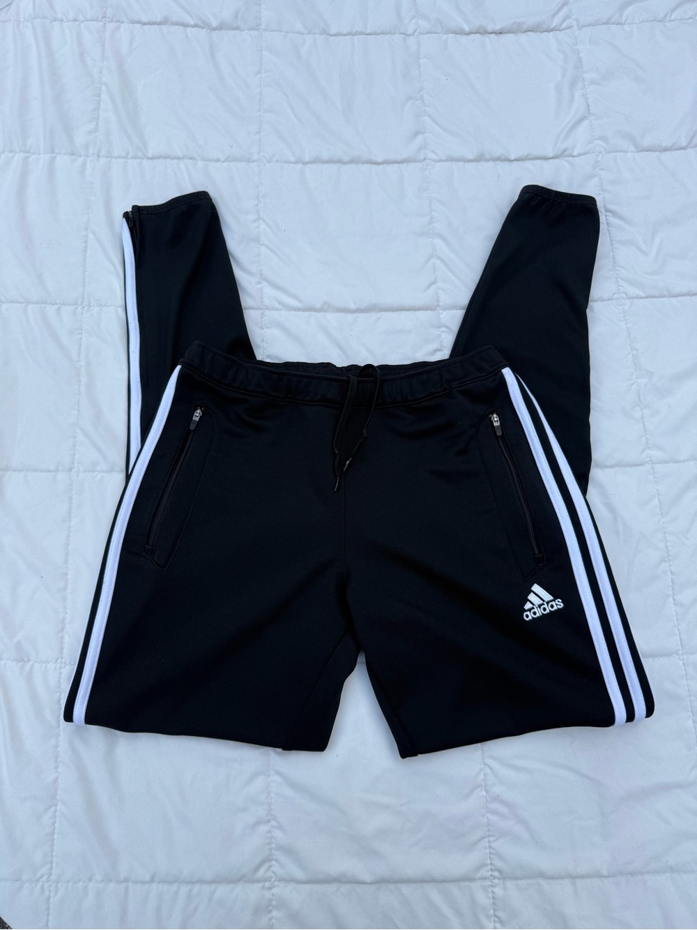 adidas Black Jogger Pants with White Side Stripes